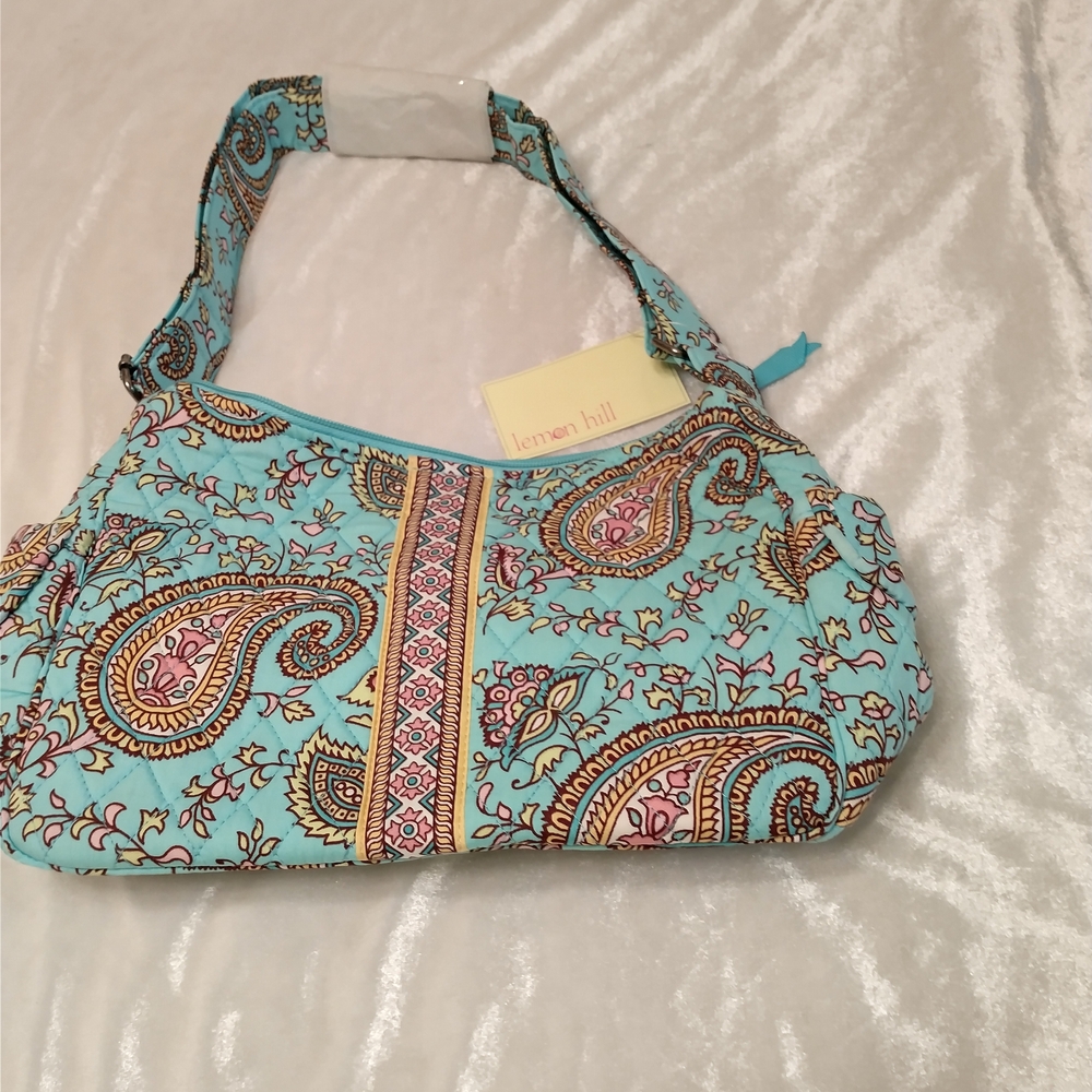 Lemon Hill Crossbody Bag Quilted Baby Blue Paisley Floral NEW